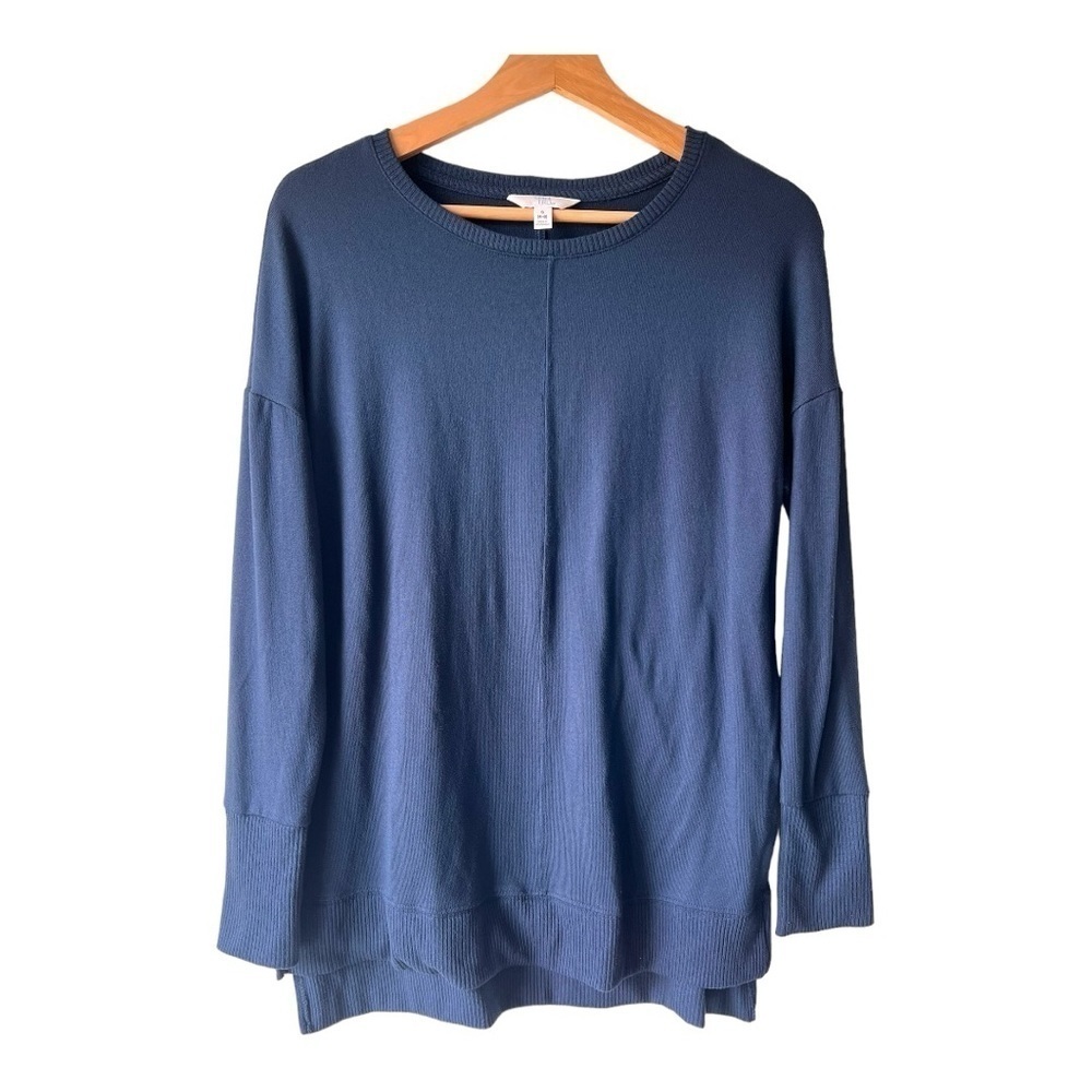 Women's sweatershirt crewneck casual pullover long sleeve rounded top Blue S.